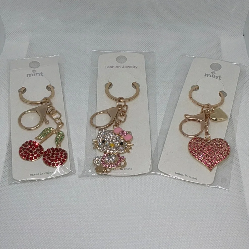 Keychain/Bag Charms Mint & Gold Trio.